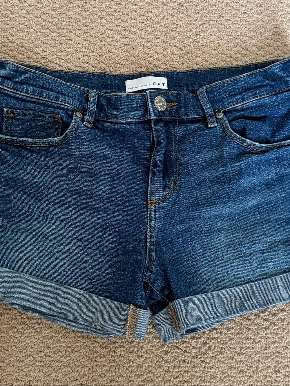 LOFT Dark Blue Cuffed Denim Shorts